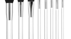Set 8 Pensule cu Maner Transparent pentru Machiaj - Mimo Makeup Brush Transparent, 8 buc