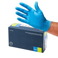 Set Manusi de examinare nepudrate din nitril albastru, Easy Care, calitate confort, marimea XS, 100 buc. - 1