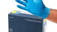 Set Manusi de examinare nepudrate din nitril albastru, Easy Care, calitate confort, marimea XS, 100 buc.