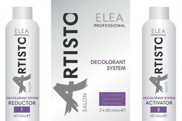 Solutie decapaj pentru indepartarea vopselei rezistente de pe par Decolorant System Color Off Elea Professional Artisto (reductor si activator), 120 ml