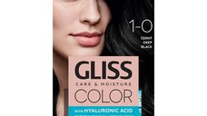 Vopsea de Par Permanenta cu Acid Hialuronic - Schwarzkopf Gliss Color Care & Moisture with Hyaluronic Acid, nuanta 1-0 Deep Black