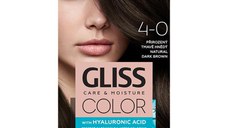 Vopsea de Par Permanenta cu Acid Hialuronic - Schwarzkopf Gliss Color Care & Moisture with Hyaluronic Acid, nuanta 4-0 Natural Dark Brown