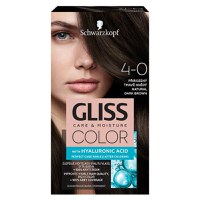 Vopsea de Par Permanenta cu Acid Hialuronic - Schwarzkopf Gliss Color Care &amp; Moisture with Hyaluronic Acid, nuanta 4-0 Natural Dark Brown - 1