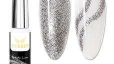 Artistic Liner Gel EVERIN 8ml – 06 | Gel liner argintiu cu sclipici pentru nail art și contururi fine