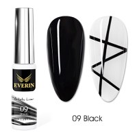Artistic Liner Gel EVERIN 8ml – 09 | Gel liner negru intens pentru contururi precise și nail art profesional - 1