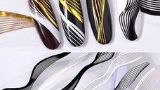 Banda Decor Valuri Negru/Alb – V023 pentru nail art | EVERIN