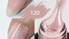 Baza Rubber Color Kievskaya Nr. 120 15ml | Roz cu Glitter Fin