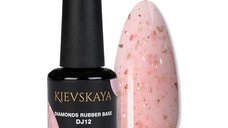 Diamonds Rubber Base Kievskaya Nr. 12 15ml | Bază rubber color roz cu particule aurii