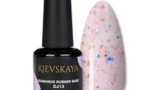 Diamonds Rubber Base Kievskaya Nr. 13 15ml | Bază rubber color roz cu particule multicolore