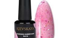 Diamonds Rubber Base Kievskaya Nr. 14 15ml | Bază rubber color roz intens cu particule aurii