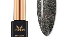 Everin Brilliance 180, oja semipermanenta neagra cu glitter, 7 ml