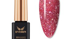 Everin Brilliance 188, oja semipermanenta roz coral cu glitter holografic, 7 ml