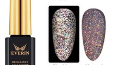 Everin Brilliance Reflective Disco 02, oja semipermanenta mov-pruna cu glitter holografic, 7 ml