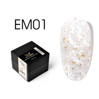 Everin Marble Color Gel EM01 – Gel color efect marmură, fulgi albi &amp; accente aurii (5g) - 1