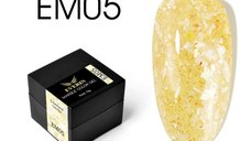 Everin Marble Color Gel EM05 – Gel color cu efect marmurat galben auriu și fulgi perlați (5g)