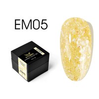 Everin Marble Color Gel EM05 – Gel color cu efect marmurat galben auriu și fulgi perlați (5g) - 1