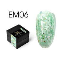 Everin Marble Color Gel EM06 – Gel color cu efect marmurat verde pastel și fulgi aurii (5g) - 1
