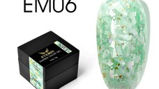 Everin Marble Color Gel EM06 – Gel color cu efect marmurat verde pastel și fulgi aurii (5g)