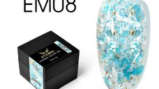 Everin Marble Color Gel EM08 – Gel color cu efect marmurat albastru acvatic și fulgi perlați (5g)