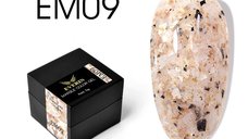 Everin Marble Color Gel EM09 – Gel color cu efect marmurat bej natural și accente negre-aurii (5g)
