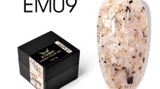 Everin Marble Color Gel EM09 – Gel color cu efect marmurat bej natural și accente negre-aurii (5g)