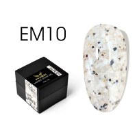 Everin Marble Color Gel EM10 – Gel color cu efect marmurat alb-natural și particule negre-aurii (5g) - 1