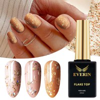 Flake Top Coat Everin 02 – Non Wipe cu Fulgisori Holografici 10 ml - 1
