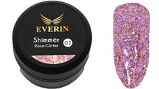 Gel Color Shimmer Rose Glitter EVERIN 5ml – 02 | Gel Roz Sclipici Holografic pentru Manichiură Profesională