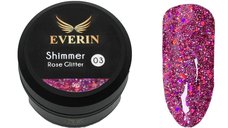 Gel Color Shimmer Rose Glitter EVERIN 5ml – 03 | Gel Roz Intens cu Sclipici Holografic pentru Manichiură Profesională