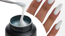 Gel Constructie Everin Stunning 01 Alb Laptos cu Paiete Holografice | Gel Autonivelant Profesional