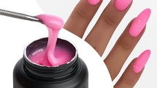 Gel Constructie Everin Stunning 04 Roz Intens cu Paiete Holografice | Gel Autonivelant Profesional