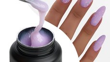 Gel Constructie Everin Stunning 06 Lila Deschis cu Paiete Holografice | Gel Autonivelant Profesional