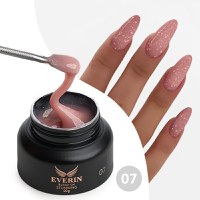 Gel Constructie Everin Stunning 07 Nude Rose cu Paiete Holografice | Gel Autonivelant Profesional - 1