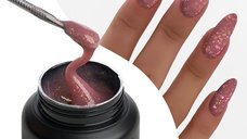 Gel Constructie Everin Stunning 08 Mauve Intens cu Paiete Holografice | Gel Autonivelant Profesional