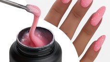 Gel Constructie Everin Stunning 10 Roz Clasic cu Paiete Holografice | Gel Autonivelant Profesional