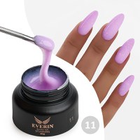 Gel Constructie Everin Stunning 11 Lila Lavandă cu Paiete Holografice | Gel Autonivelant Profesional - 1