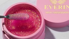 Gel Profesional Everin New Obsession Chic Cheers 50gr - Gel Roz cu Sclipici Auriu