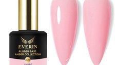 Rubber Base Everin Amber Collection 10 – Bază rubber Roz Pastel, HEMA & TPO Free, 15ml