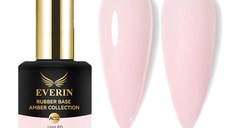 Rubber Base Everin Amber Collection 12 – Bază rubber Roz Pal Lăptos, HEMA & TPO Free, 15ml