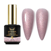 Rubber Base Everin Amber Collection 16 – Bază rubber Nude Cupru cu Sclipici, HEMA &amp; TPO Free, 15ml - 1