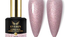 Rubber Base Everin Amber Collection 16 – Bază rubber Nude Cupru cu Sclipici, HEMA & TPO Free, 15ml