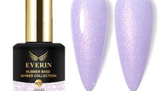 Rubber Base Everin Amber Collection 17 – Bază rubber Lila Pastel cu Sclipici, HEMA & TPO Free, 15ml