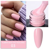 Rubber Base Everin Fast Building 03 – Bază rubber Roz Natural Cald, HEMA &amp; TPO Free, 15ml - 1