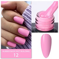 Rubber Base Everin Fast Building 12 – Bază rubber Pink Candy, HEMA &amp; TPO Free, 15ml - 1