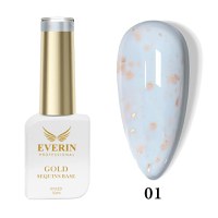 Rubber Base Everin Gold Sequins Collection 10ml- 01 Alb Laptos - Everin - 1