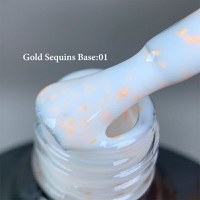 Rubber Base Everin Gold Sequins Collection 10ml- 01 Alb Laptos - Everin - 2