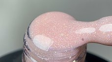 Rubber Base Everin Soo Glammy 05 – Bază rubber Roz Piersică cu Sclipici Argintiu Holografic, HEMA & TPO Free, 12ml