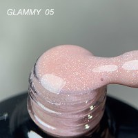 Rubber Base Everin Soo Glammy 05 – Bază rubber Roz Piersică cu Sclipici Argintiu Holografic, HEMA &amp; TPO Free, 12ml - 1
