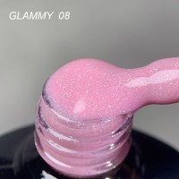 Rubber Base Everin Soo Glammy 08 – Bază Cauciucată Roz Intens cu Sclipici Holografic Fin, HEMA &amp; TPO Free, 12ml - 1