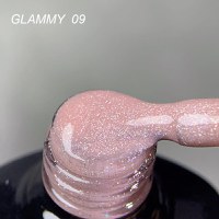 Rubber Base Everin Soo Glammy 09 – Bază rubber Nude-Roz Pudrat cu Sclipici Holografic Fin, HEMA &amp; TPO Free, 12ml - 1